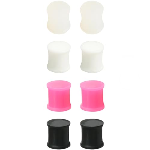 Silikon Rosa/Transparent/Weiß/Schwarz 4 Paar Flexible Ohr Solide Plugs Hypoallergen Gauges Expander Plug Set Ohrpiercing Kit Ohrringe Piercing Schmuck Tuneles De Oreja Para Hombre Männer Frauen von YQNONEZ