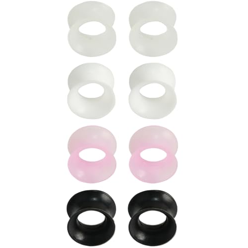 Silikon Transparente/Weiß/Rosa/Schwarz 4 Paar Flexible Dünn Ohr Tunnel Double Flared Ohrringe Hypoallergen Gauges Expanders Kit Piercing Schmuck Ohrpiercing Tuneles De Oreja Para Hombre Männer Frauen Silikon Transparente/Weiß/Rosa/Schwarz 4 Paar Flexible Dünn Ohr Tunnel Double Flared Ohrringe Hypoallergen Gauges Expanders Kit Piercing Schmuck Ohrpiercing Tuneles De Oreja Para Hombre Männer Frauen von YQNONEZ