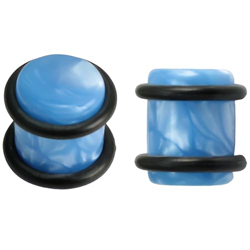 YQNONEZ Acryl Blau 1 Paar Ohr Solide Plugs mit O-Ring Gauges Expander Kunststoff Plug Hypoallergen Body Piercing Schmuck Ohrpiercing Tuneles De Oreja Para Hombre Männer Frauen 3 mm(8 G) von YQNONEZ