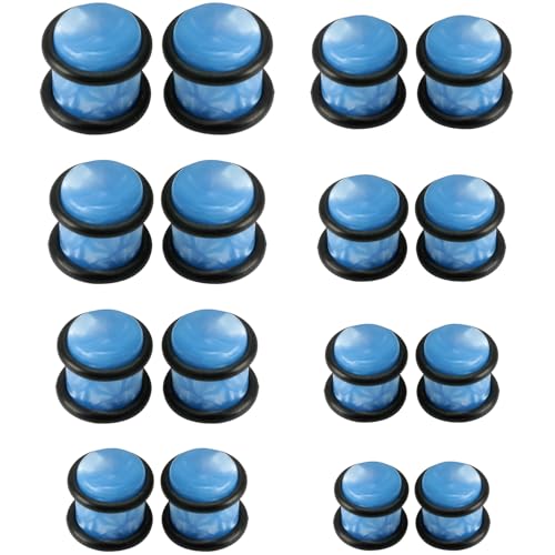 YQNONEZ Acryl Blau 8 Paar Ohr Solide Plugs mit O-Ring Gauges Expander Set Kunststoff Plug Kit Hypoallergen Body Piercing Schmuck Ohrpiercing Tuneles De Oreja Para Hombre Männer Frauen 2.5-12 MM von YQNONEZ