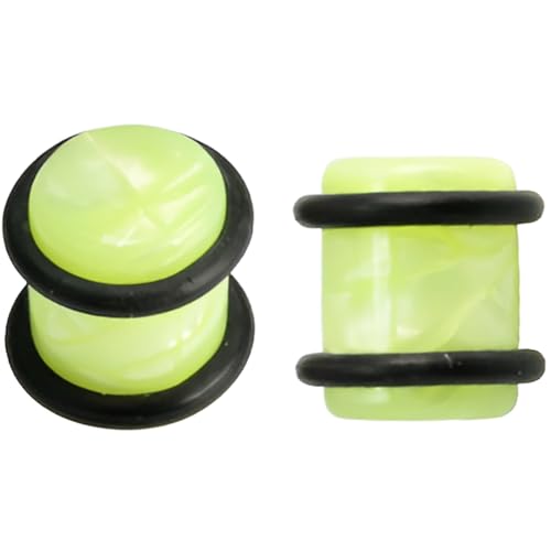 YQNONEZ Acryl Grün 1 Paar Ohr Solide Plugs mit O-Ring Gauges Expander Kunststoff Plug Hypoallergen Body Piercing Schmuck Ohrpiercing Tuneles De Oreja Para Hombre Männer Frauen 3 mm(8 G) von YQNONEZ