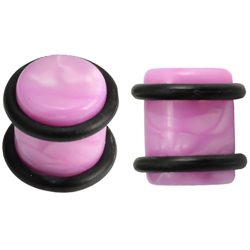 YQNONEZ Acryl Lila 1 Paar Ohr Solide Plugs mit O-Ring Gauges Expander Kunststoff Plug Hypoallergen Body Piercing Schmuck Ohrpiercing Tuneles De Oreja Para Hombre Männer Frauen 6 mm(2 G) von YQNONEZ
