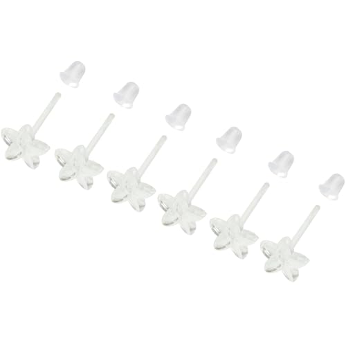 YQNONEZ Kunststoff 6 stk Clear Blume Piercing Retainers 6 stk Klein Ohrring Verschluss Ohrpiercings Stecker Hypoallergene Ohrringe Stud Set Ohrstecker Bars Kit Earrings Schmuck für Damen Herren von YQNONEZ