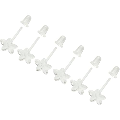 YQNONEZ Kunststoff 6 stk Clear Blume Piercing Retainers 6 stk Weich Ohrring Verschluss Ohrpiercings Stecker Hypoallergene Ohrringe Stud Set Ohrstecker Bars Kit Earrings Schmuck für Damen Herren von YQNONEZ