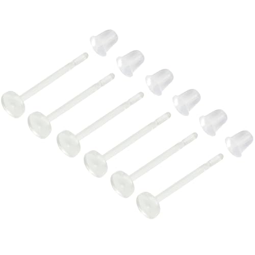 YQNONEZ Kunststoff 6 stk Clear Flat Back Piercing Retainers 6 stk Klein Ohrring Verschluss Ohrpiercings Stecker Hypoallergene Ohrringe Stud Set Ohrstecker Bars Kit Earrings Schmuck für Damen Herren von YQNONEZ