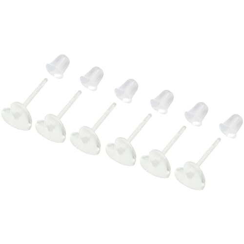 YQNONEZ Kunststoff 6 stk Clear Herz Piercing Retainers 6 stk Klein Ohrring Verschluss Ohrpiercings Stecker Hypoallergene Ohrringe Stud Set Ohrstecker Bars Kit Earrings Schmuck für Damen Herren von YQNONEZ