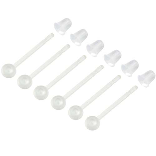YQNONEZ Kunststoff 6 stk Clear Kugel Piercing Retainers 6 stk Klein Ohrring Verschluss Ohrpiercings Stecker Hypoallergene Ohrringe Stud Set Ohrstecker Bars Kit Earrings Schmuck für Damen Herren von YQNONEZ