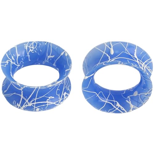 YQNONEZ Silikon Blau 1 Paar Flexible Ohr Skin Tunnel Double Flared Ohrringe Hypoallergen Dünn Gauges Piercing Schmuck Ohrpiercing Tuneles De Oreja Para Hombre Männer Frauen 8 mm(0 G) von YQNONEZ