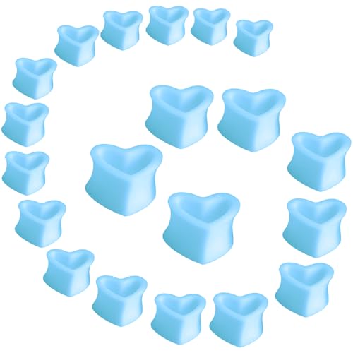 YQNONEZ Silikon Blau Hohles Herz 10 Paar Flexible Ohr Tunnel Dünn Double Flared Gauges Kit Hypoallergen Ohrringe Piercing Schmuck Set Ohrpiercing Männer Frauen Tuneles De Oreja Para Hombre 6-25 MM von YQNONEZ