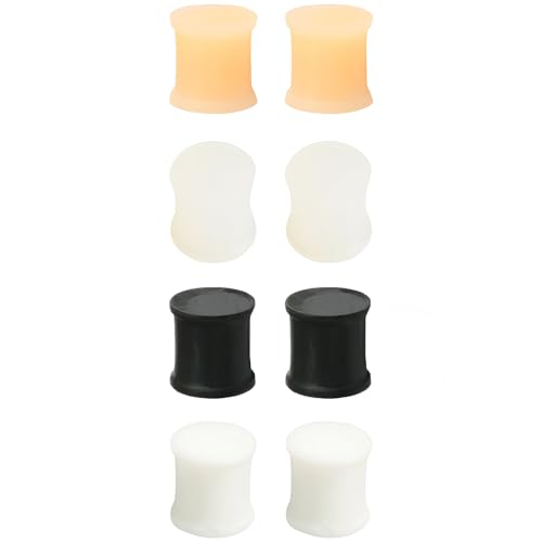 YQNONEZ Silikon Fleischfarbe/Transparent/Weiß/Schwarz/Transparent/Weiß/Schwarz 4 Paar Flexible Ohr Plugs Hypoallergen Gauges Expanders Set Ohrpiercing Piercing Schmuck Tuneles Männer Frauen 48 mm von YQNONEZ