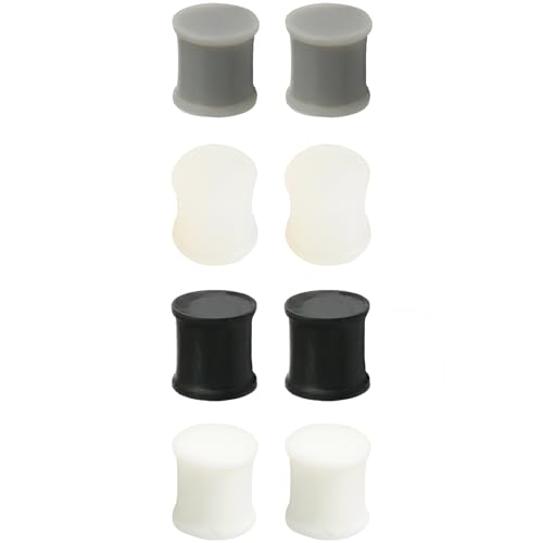 YQNONEZ Silikon Grau/Transparent/Weiß/Schwarz 4 Paar Flexible Ohr Plugs Hypoallergen Gauges Expanders Set Ohrpiercing Piercing Schmuck Tuneles Männer Frauen 6 mm(2 G) von YQNONEZ