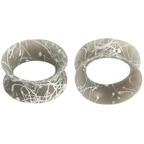 YQNONEZ Silikon Grau 1 Paar Flexible Ohr Skin Tunnel Double Flared Ohrringe Hypoallergen Dünn Gauges Piercing Schmuck Ohrpiercing Tuneles De Oreja Para Hombre Männer Frauen 24 mm von YQNONEZ
