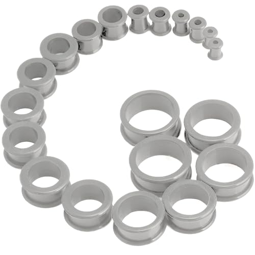 YQNONEZ Silikon Grau 10 Paar Double Saddles Ohr Flesh Tunnels Dickes Gauges Set Hypoallergen Body Piercing Schmuck Ohrpiercing Kit Flexible Tuneles De Oreja Para Hombre Männer Frauen 6-24 MM von YQNONEZ