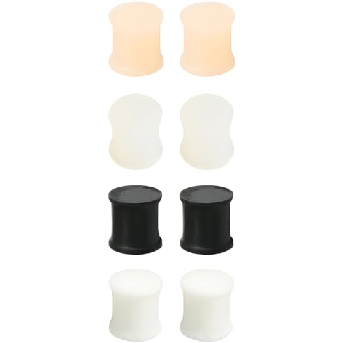 YQNONEZ Silikon Hautfarbe/Transparent/Weiß/Schwarz 4 Paar Flexible Ohr Plugs Hypoallergen Gauges Expanders Set Ohrpiercing Piercing Schmuck Tuneles Männer Frauen 48 mm von YQNONEZ