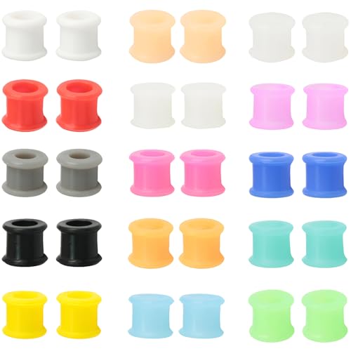 YQNONEZ Silikon Mehrfarbig 15 Paar Double Saddles Ohr Flesh Tunnels Dickes Gauges Set Hypoallergen Tunnel Body Piercing Schmuck Ohrpiercing Kit Flexible Tuneles De Oreja Para Hombre Männer Frauen von YQNONEZ