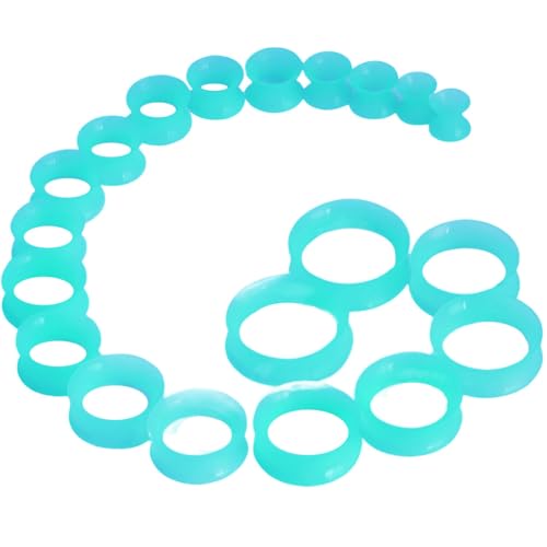 YQNONEZ Silikon Nachtlicht Blau 10 Paar Flexible Ohr Tunnel Dünn Double Flared Ohrringe Hypoallergen Gauges Kit Piercing Schmuck Set Ohrpiercing Männer Frauen Tuneles De Oreja Para Hombre 6-25 MM von YQNONEZ