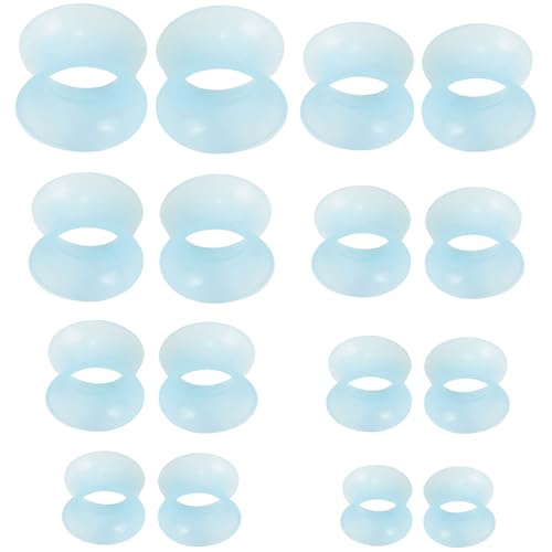 YQNONEZ Silikon Nachtlicht Blau 8 Paar Flexible Ohr Tunnel Dünn Double Flared Ohrringe Hypoallergen Gauges Kit Piercing Schmuck Set Ohrpiercing Männer Frauen Tuneles De Oreja Para Hombre 6-20 MM YQNONEZ Silikon Nachtlicht Blau 8 Paar Flexible Ohr Tunnel Dünn Double Flared Ohrringe Hypoallergen Gauges Kit Piercing Schmuck Set Ohrpiercing Männer Frauen Tuneles De Oreja Para Hombre 6-20 MM von YQNONEZ