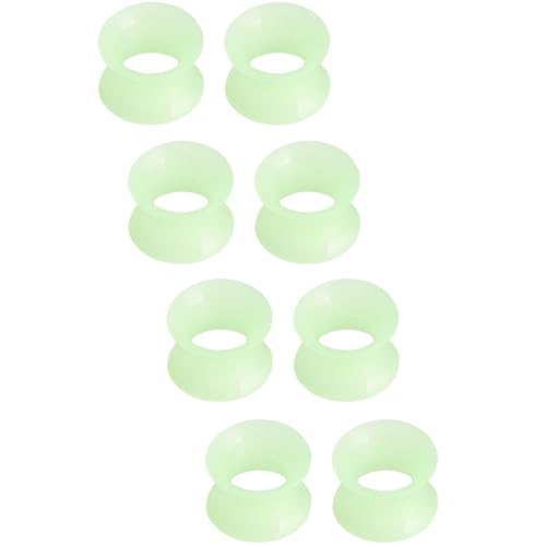 YQNONEZ Silikon Nachtlicht Grün 4 Paar Flexible Ohr Tunnel Dünn Double Flared Ohrringe Hypoallergen Gauges Kit Piercing Schmuck Set Ohrpiercing Männer Frauen Tuneles De Oreja Para Hombre 6 mm(2 G) von YQNONEZ