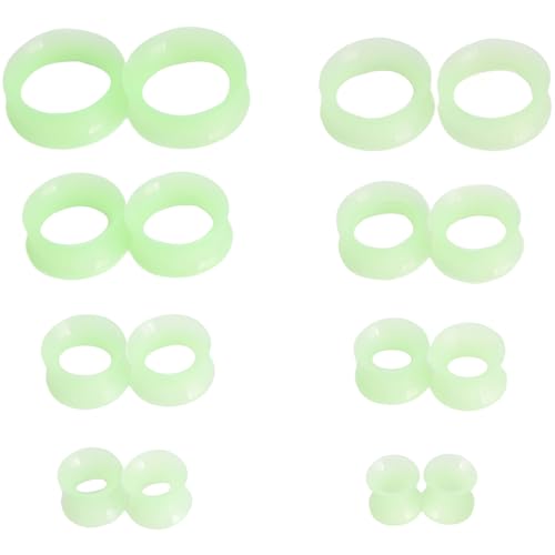 YQNONEZ Silikon Nachtlicht Grün 8 Paar Flexible Ohr Tunnel Dünn Double Flared Ohrringe Hypoallergen Gauges Kit Piercing Schmuck Set Ohrpiercing Männer Frauen Tuneles De Oreja Para Hombre 6-20 MM YQNONEZ Silikon Nachtlicht Grün 8 Paar Flexible Ohr Tunnel Dünn Double Flared Ohrringe Hypoallergen Gauges Kit Piercing Schmuck Set Ohrpiercing Männer Frauen Tuneles De Oreja Para Hombre 6-20 MM von YQNONEZ