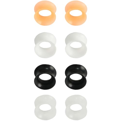 YQNONEZ Silikon Orange/Transparent/Weiß/Schwarz 4 Paar Dünn Ohr Tunnel Double Flared Hypoallergen Gauges Expanders Piercing Schmuck Ohrpiercing Set Tuneles De Oreja Para Hombre Männer Frauen 50 mm von YQNONEZ