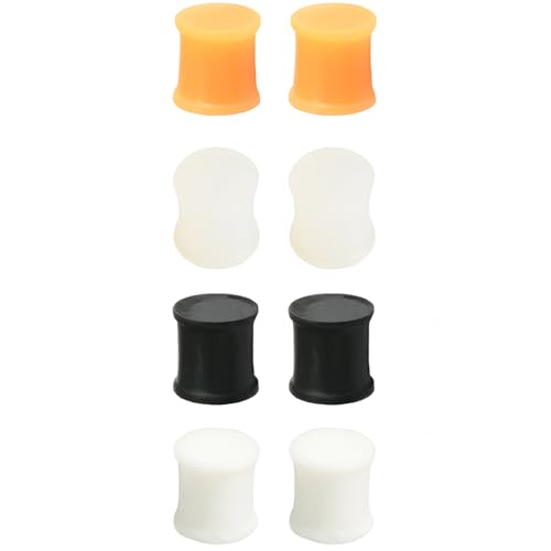 YQNONEZ Silikon Orange/Transparent/Weiß/Schwarz 4 Paar Flexible Ohr Plugs Hypoallergen Gauges Expanders Set Ohrpiercing Piercing Schmuck Tuneles Männer Frauen 38 mm von YQNONEZ