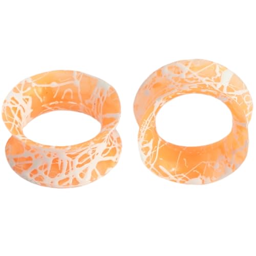 YQNONEZ Silikon Orange 1 Paar Flexible Ohr Skin Tunnel Double Flared Ohrringe Hypoallergen Dünn Gauges Piercing Schmuck Ohrpiercing Tuneles De Oreja Para Hombre Männer Frauen 16 mm(5/8") von YQNONEZ