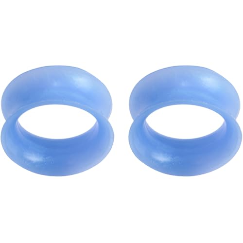 YQNONEZ Silikon Perlglanz Blau 1 Paar Double Flared Ohr Tunnels Hypoallergen Gauges Weich Piercing Schmuck Dünn Tunnel Ohrpiercing Expander Tuneles De Oreja Para Hombre Männer Frauen 25 mm(1") von YQNONEZ