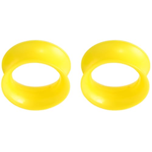 YQNONEZ Silikon Perlglanz Gelb 1 Paar Double Flared Ohr Tunnels Hypoallergen Gauges Weich Piercing Schmuck Dünn Tunnel Ohrpiercing Expander Tuneles De Oreja Para Hombre Männer Frauen 6 mm(2 G) von YQNONEZ