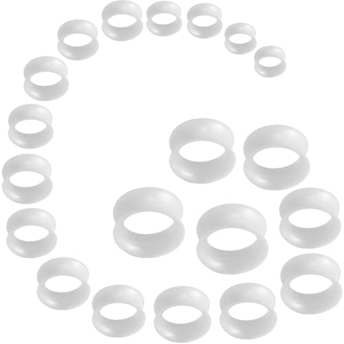 YQNONEZ Silikon Perlglanz Grau 10 Paar Double Flared Ohr Tunnels Hypoallergen Gauges Weich Piercing Schmuck Set Dünn Tunnel Soft Ohrpiercing Kit Tuneles De Oreja Para Hombre Männer Frauen 6-25 MM von YQNONEZ