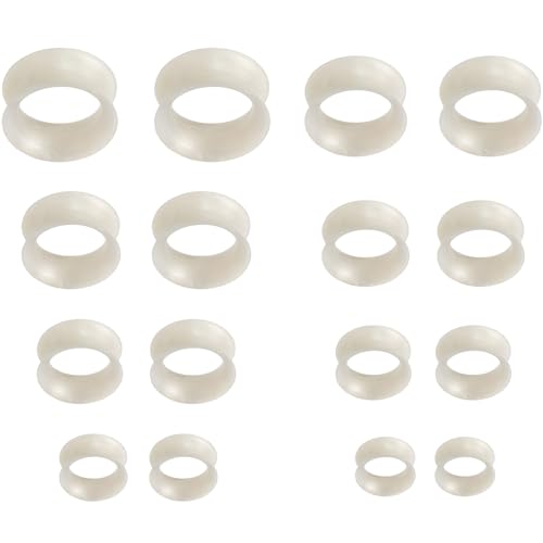 YQNONEZ Silikon Perlglanz Grau 8 Paar Double Flared Ohr Tunnels Hypoallergen Gauges Weich Piercing Schmuck Set Dünn Tunnel Soft Ohrpiercing Kit Tuneles De Oreja Para Hombre Männer Frauen 6-20 MM von YQNONEZ