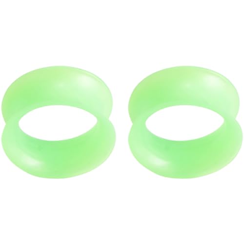 YQNONEZ Silikon Perlglanz Grün 1 Paar Double Flared Ohr Tunnels Hypoallergen Gauges Weich Piercing Schmuck Dünn Tunnel Ohrpiercing Expander Tuneles De Oreja Para Hombre Männer Frauen 6 mm(2 G) von YQNONEZ