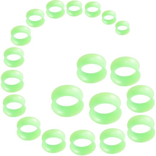 YQNONEZ Silikon Perlglanz Grün 10 Paar Double Flared Ohr Tunnels Hypoallergen Gauges Weich Piercing Schmuck Set Dünn Tunnel Soft Ohrpiercing Kit Tuneles De Oreja Para Hombre Männer Frauen 6-25 MM YQNONEZ Silikon Perlglanz Grün 10 Paar Double Flared Ohr Tunnels Hypoallergen Gauges Weich Piercing Schmuck Set Dünn Tunnel Soft Ohrpiercing Kit Tuneles De Oreja Para Hombre Männer Frauen 6-25 MM von YQNONEZ