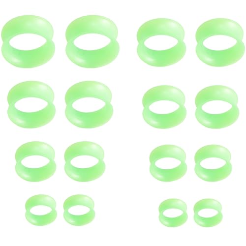 YQNONEZ Silikon Perlglanz Grün 8 Paar Double Flared Ohr Tunnels Hypoallergen Gauges Weich Piercing Schmuck Set Dünn Tunnel Soft Ohrpiercing Kit Tuneles De Oreja Para Hombre Männer Frauen 6-20 MM YQNONEZ Silikon Perlglanz Grün 8 Paar Double Flared Ohr Tunnels Hypoallergen Gauges Weich Piercing Schmuck Set Dünn Tunnel Soft Ohrpiercing Kit Tuneles De Oreja Para Hombre Männer Frauen 6-20 MM von YQNONEZ