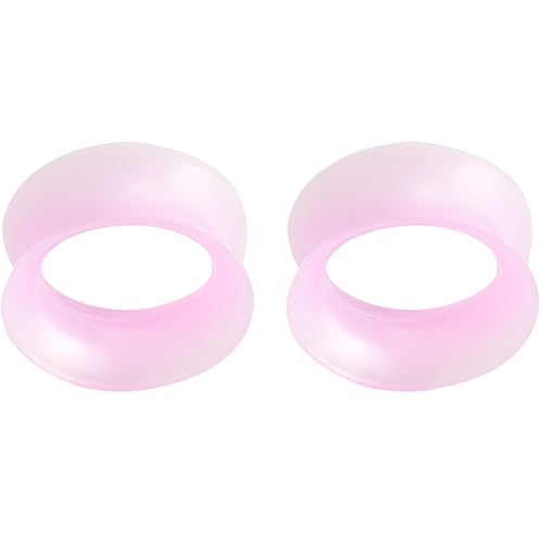 YQNONEZ Silikon Perlglanz Rosa 1 Paar Double Flared Ohr Tunnels Hypoallergen Gauges Weich Piercing Schmuck Dünn Tunnel Ohrpiercing Expander Tuneles De Oreja Para Hombre Männer Frauen 5 mm(4 G) von YQNONEZ