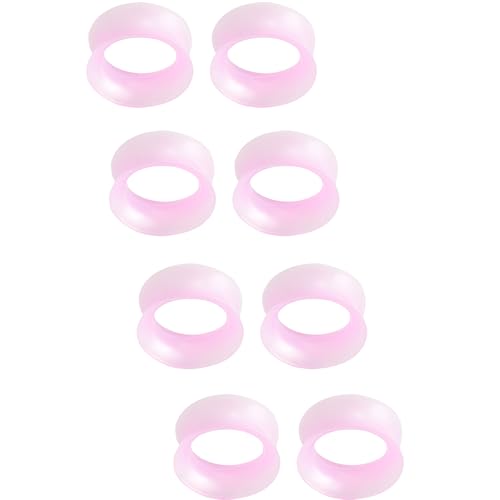 YQNONEZ Silikon Perlglanz Rosa 4 Paar Double Flared Ohr Tunnels Hypoallergen Gauges Weich Piercing Schmuck Set Dünn Tunnel Ohrpiercing Kit Tuneles De Oreja Para Hombre Männer Frauen 4 mm(6 G) von YQNONEZ