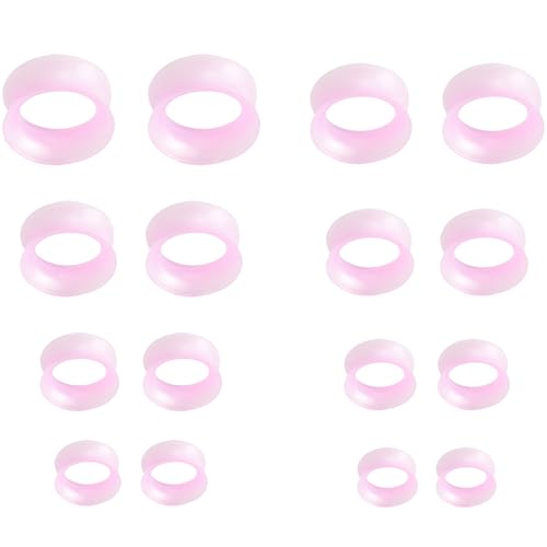 YQNONEZ Silikon Perlglanz Rosa 8 Paar Double Flared Ohr Tunnels Hypoallergen Gauges Weich Piercing Schmuck Set Dünn Tunnel Soft Ohrpiercing Kit Tuneles De Oreja Para Hombre Männer Frauen 6-20 MM YQNONEZ Silikon Perlglanz Rosa 8 Paar Double Flared Ohr Tunnels Hypoallergen Gauges Weich Piercing Schmuck Set Dünn Tunnel Soft Ohrpiercing Kit Tuneles De Oreja Para Hombre Männer Frauen 6-20 MM von YQNONEZ
