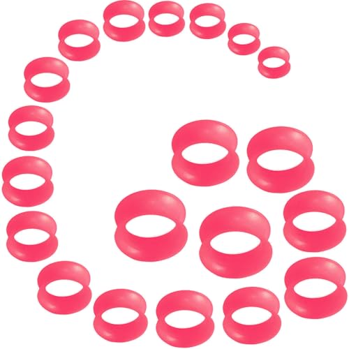 YQNONEZ Silikon Perlglanz Rot 10 Paar Double Flared Ohr Tunnels Hypoallergen Gauges Weich Piercing Schmuck Set Dünn Tunnel Soft Ohrpiercing Kit Tuneles De Oreja Para Hombre Männer Frauen 6-25 MM von YQNONEZ