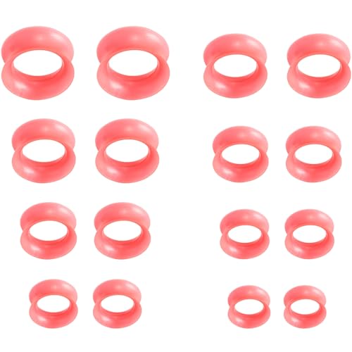 YQNONEZ Silikon Perlglanz Rot 8 Paar Double Flared Ohr Tunnels Hypoallergen Gauges Weich Piercing Schmuck Set Dünn Tunnel Soft Ohrpiercing Kit Tuneles De Oreja Para Hombre Männer Frauen 6-20 MM von YQNONEZ
