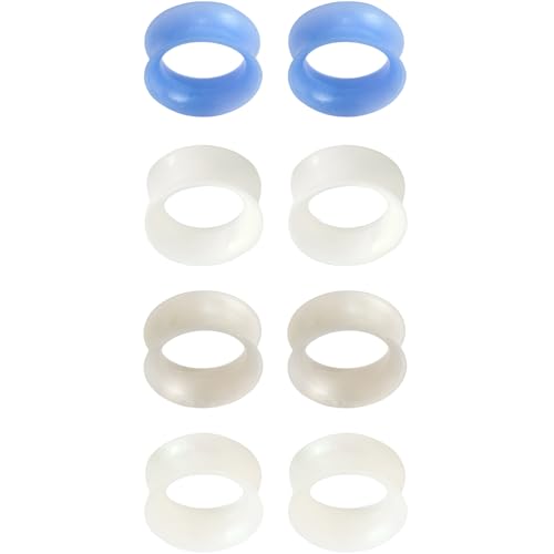 YQNONEZ Silikon Perlglanz Weiß/Klar/Grau/Blau 4 Paar Double Flared Ohr Tunnels Hypoallergen Gauges Weich Piercing Schmuck Set Dünn Ohrpiercing Tuneles De Oreja Para Hombre Männer Frauen 22 mm(7/8") YQNONEZ Silikon Perlglanz Weiß/Klar/Grau/Blau 4 Paar Double Flared Ohr Tunnels Hypoallergen Gauges Weich Piercing Schmuck Set Dünn Ohrpiercing Tuneles De Oreja Para Hombre Männer Frauen 22 mm(7/8") von YQNONEZ
