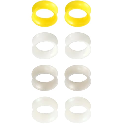 YQNONEZ Silikon Perlglanz Weiß/Klar/Grau/Gelb 4 Paar Double Flared Ohr Tunnels Hypoallergen Gauges Weich Piercing Schmuck Set Dünn Ohrpiercing Tuneles De Oreja Para Hombre Männer Frauen 22 mm(7/8") von YQNONEZ