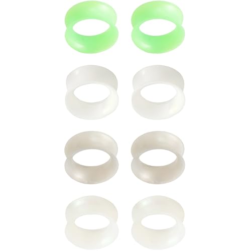 YQNONEZ Silikon Perlglanz Weiß/Klar/Grau/Grün 4 Paar Double Flared Ohr Tunnels Hypoallergen Gauges Weich Piercing Schmuck Set Dünn Ohrpiercing Tuneles De Oreja Para Hombre Männer Frauen 6 mm(2 G) von YQNONEZ