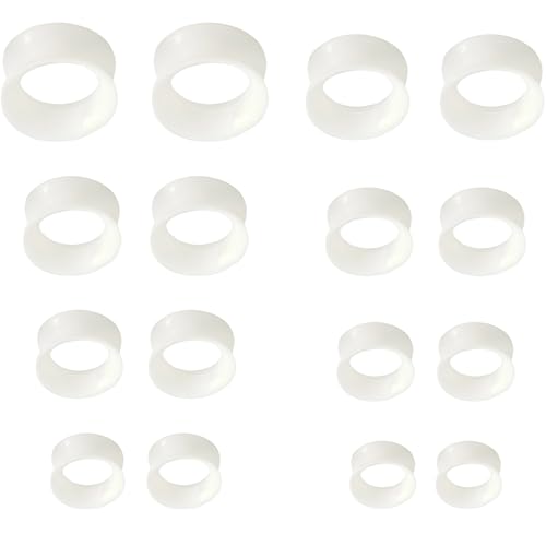 YQNONEZ Silikon Perlglanz Weiß 8 Paar Double Flared Ohr Tunnels Hypoallergen Gauges Weich Piercing Schmuck Set Dünn Tunnel Soft Ohrpiercing Kit Tuneles De Oreja Para Hombre Männer Frauen 6-20 MM von YQNONEZ