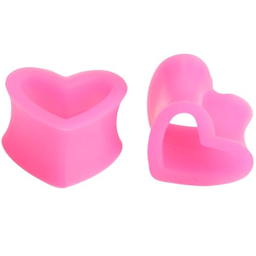 YQNONEZ Silikon Rosa Hohles Herz 1 Paar Flexible Ohr Skin Tunnel Dünn Double Flared Gauges Hypoallergen Ohrringe Piercing Schmuck Ohrpiercing Männer Frauen Tuneles De Oreja Para Hombre 5 mm(4 G) von YQNONEZ