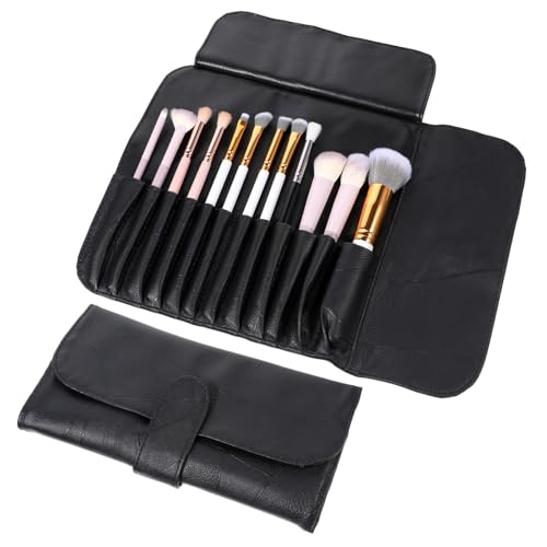 1 x Make-up-Pinsel-Tasche, Make-up-Pinsel-Aufbewahrung, Make-up-Pinselhalter, tragbar, faltbar, Make-up-Pinseltasche für Damen und Mädchen, Reise-Organizer, Schwarz von YQQYG