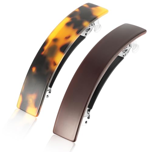 Haarspangen Metallverschluss 2 Stück, Französische Haarspange Damen, Schildpatt-Haarspange, Klassische Schildpatt-Haarspangen für Frauen, Starker Halt für Mädchen-Haaraccessoires von YQQYG