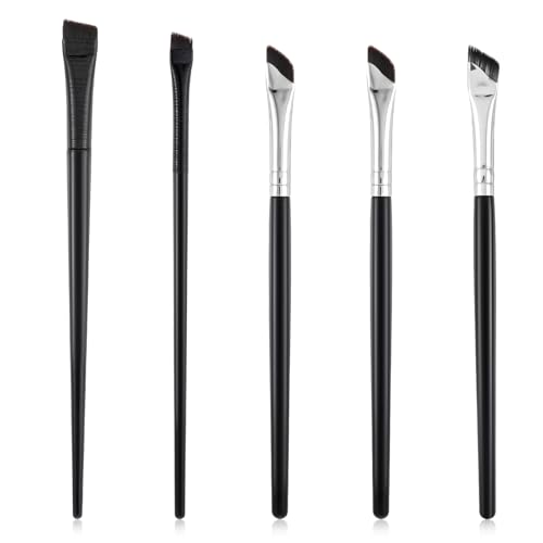 5 Stück Dünne Eyeliner-Pinsel, Professioneller Abgewinkelter Weicher Flacher Make-up Pinsel, Feiner Kleiner Eyeliner Verwischpinsel von YQQYG