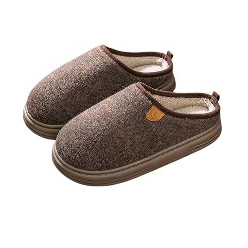 YQQYMBD Hausschuhe Großgröße Baumwollschuhe Für Herren Herbst Und Winter Dicker Boden Im Innenhaus Ältere Menschen Ohne Rutsch-plüschschuhe-kaffee-46-47 von YQQYMBD