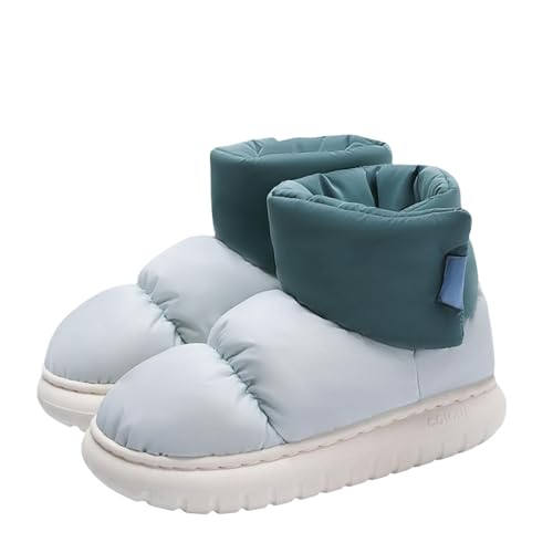 YQQYMBD Hausschuhe wasserdichte Hohe Obere Nicht Rutschfalsige Baumwollschuhe Warm Und Samtdicker Boden Haushalt Im Freien wasserdichte Baumwollschuhe-milchblau-42-43 von YQQYMBD