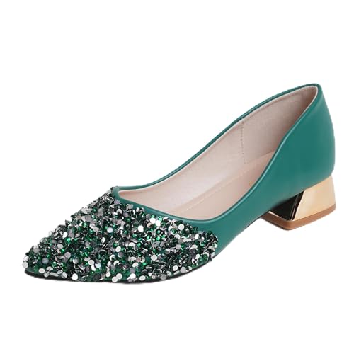 YQRUIMIAO Damen-Pumps, geschlossener Zehenbereich, klobige Absätze für Frauen, bequeme Arbeitspumps, Schuhe, spitzer Zehenbereich, Strasskleid, Hochzeitspumpen für Frauen, Grün , 37.5 EU YQRUIMIAO Damen-Pumps, geschlossener Zehenbereich, klobige Absätze für Frauen, bequeme Arbeitspumps, Schuhe, spitzer Zehenbereich, Strasskleid, Hochzeitspumpen für Frauen, Grün , 37.5 EU von YQRUIMIAO