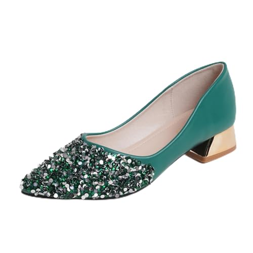 YQRUIMIAO Damen-Pumps, geschlossener Zehenbereich, klobige Absätze für Frauen, bequeme Arbeitspumps, Schuhe, spitzer Zehenbereich, Strasskleid, Hochzeitspumpen für Frauen, Grün , 39.5 EU YQRUIMIAO Damen-Pumps, geschlossener Zehenbereich, klobige Absätze für Frauen, bequeme Arbeitspumps, Schuhe, spitzer Zehenbereich, Strasskleid, Hochzeitspumpen für Frauen, Grün , 39.5 EU von YQRUIMIAO